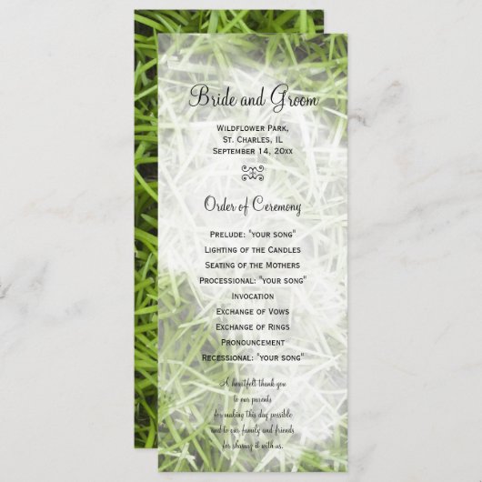 グリーングラスバックヤードサマー結婚式 プログラム (正面/裏面)