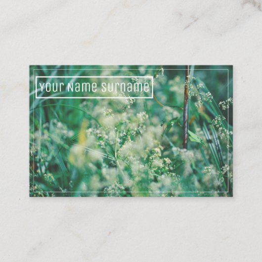 グリーングラスフラワーズ葉ミアドウ自然オーガニック 名刺 (正面)