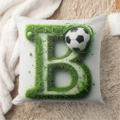 グリーングラス レターB トピアリー サッカーボール付き クッション (ブランケット)
