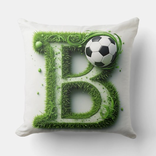 グリーングラス レターB トピアリー サッカーボール付き クッション (正面)
