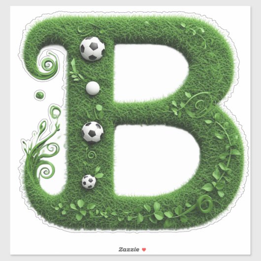 グリーングラス レターB トピアリー サッカーボール シール (シート)
