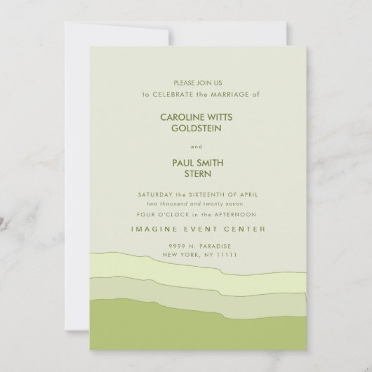 グリーングラディエントエレガントミニマル淡い色のリストパステルバック 案内状 (正面)