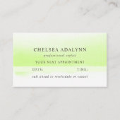グリーングラデーションウォーター色ミニマルアポイントメントカード 予約カード (正面)