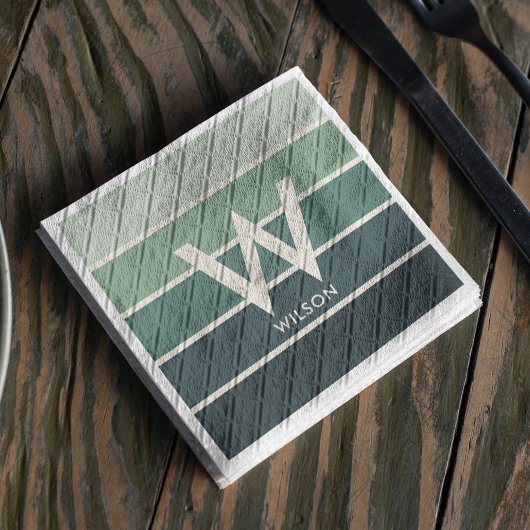 グリーングラデーションストライプ モノグラム パーソナルパーティー スタンダードカクテルナプキン