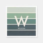 グリーングラデーションストライプ モノグラム パーソナルパーティー スタンダードカクテルナプキン (正面)