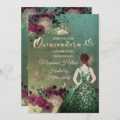 グリーングラデーションバタフライフローラガーデンキンセアニラ 招待状 (正面/裏面)