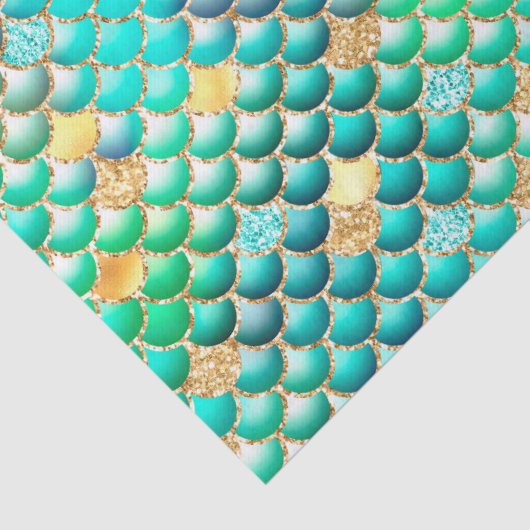 グリーングラデーションフォイル&金ゴールドグリッターマーメイドはかりで測 薄葉紙 (詳細)