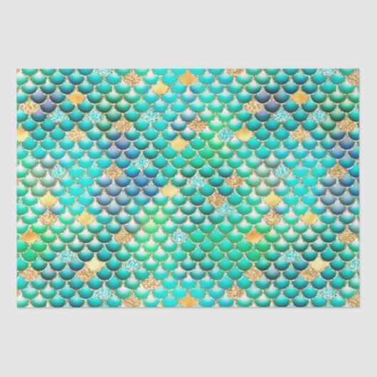 グリーングラデーションフォイル&金ゴールドグリッターマーメイドはかりで測 薄葉紙 (正面)