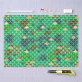 グリーングラデーションフォイル&金ゴールドグリッターマーメイドはかりで測 薄葉紙 (クラフト)