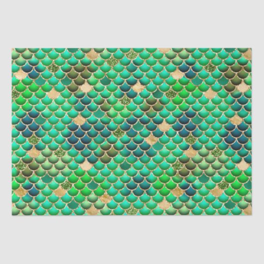 グリーングラデーションフォイル&金ゴールドグリッターマーメイドはかりで測 薄葉紙 (正面)