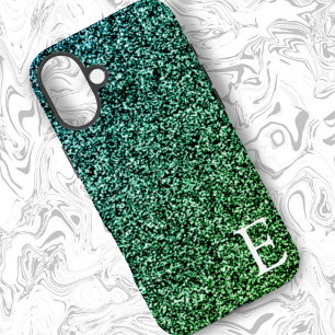 グリーングラデーションプリガーリーントグリッタースタイリッシュかわいい iPhone 16 PLUSケース
