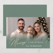 グリーングラデーションミニマリストホリデークリスマスカード シーズンカード (正面/裏面)