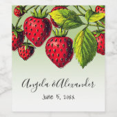 グリーングラデーションレッドヴィンテージ結婚イチゴ ワインラベル (シングルラベル)