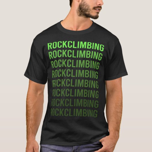 グリーングラデーションロック登山登りクライマー Tシャツ (正面)