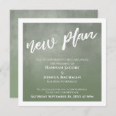 グリーングラデーション延期結婚の新しい計画カード 招待状 (正面/裏面)