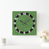 グリーングラニー正方形パターン スクエア壁時計 (ホーム)