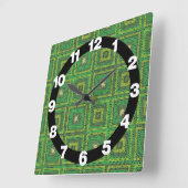 グリーングラニー正方形パターン スクエア壁時計 (傾斜)