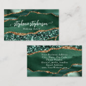 グリーングラムグリッターアゲートファッションスタイリストモダン 名刺 (正面/裏面)