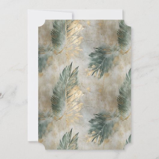 グリーングラムシック金ゴールドトロピカル離れブライダルシャワー 招待状 (裏面)