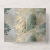 グリーングラムシック金ゴールドホワイトトロピカル葉トロピカル オールインワン招待状 (裏面)