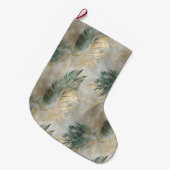 グリーングラムシック金ゴールドホワイトトロピカル葉トロピカル ラージクリスマスストッキング (正面 (吊り時))