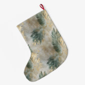 グリーングラムシック金ゴールドホワイトトロピカル葉トロピカル ラージクリスマスストッキング (裏面 (吊り時))