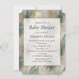 グリーングラムシック金ゴールドホワイトトロピカル葉トロピカル 招待状