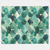 グリーングラム金ゴールドサークル抽象芸術 フリースブランケット (正面(横))