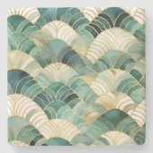 グリーングラム金ゴールド抽象芸術 ストーンコースター (正面)