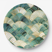 グリーングラム金ゴールド抽象芸術 ペーパープレート (正面)