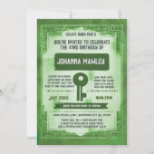 グリーングランジエスケープルーム鍵誕生日パーティー 招待状 (正面)