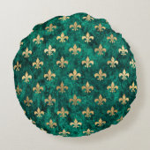グリーングランジベルベット（紋章の）フラ・ダ・リマルディグラス ラウンドクッション (裏面)