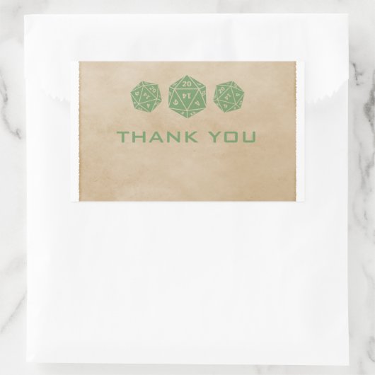 グリーングランジD20サイコロゲーマーサンキューステッカー 長方形シール (バッグ)