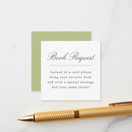 グリーングランドミレニアルブックリクエスト赤ちゃんシャワー エンクロージャーカード (正面/裏面インサイチュ)