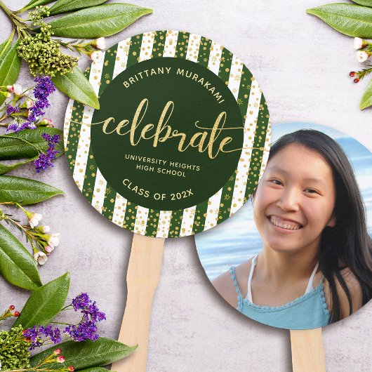 グリーングラードフォト金ゴールドグリッタースクリプトkeepsake chic ハンドファン