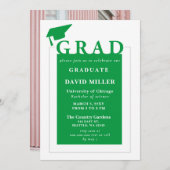 グリーングラーモダンドのミニマル写真卒業 招待状 (正面/裏面)