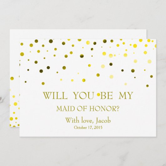 グリーングリッターが私のメイド・オブ・オーナー(花嫁付き添い人) 招待状 (正面/裏面)