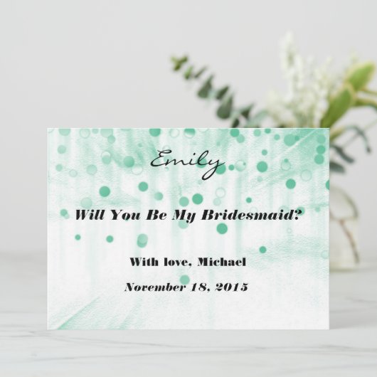 グリーングリッターは私のブライドメイド招待状 招待状 (スタンド正面)