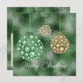 グリーングリッターエレガントクリスマスパーティー 招待状 (正面/裏面)