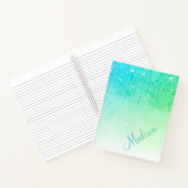 グリーングリッターオンブレグラムスパークルスネームノートブック ノートブック (内部)