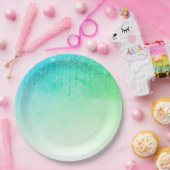 グリーングリッターオンブレグラムスパークルズ ペーパープレート (パーティー)