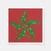 グリーングリッタークリスマススターナプキンス スタンダードカクテルナプキン (正面)