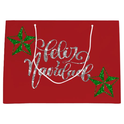 グリーングリッタークリスマススター ラージペーパーバッグ (正面)