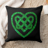 グリーングリッターケルトハートノット装飾用クッション クッション (ブランケット)