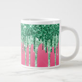 グリーングリッタードリップスピンクグラムトレンディージャンボ ジャンボコーヒーマグカップ (右)