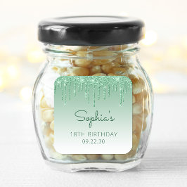 グリーングリッタードリップ18th誕生日スクエア スクエアシール