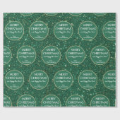 グリーングリッターハッピーニューイヤーメリークリスマス ラッピングペーパー (フラット)