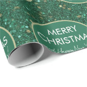 グリーングリッターハッピーニューイヤーメリークリスマス ラッピングペーパー (ロールコーナー)