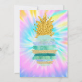 グリーングリッターパイナップル絞り染めベビーシャワー 招待状 (裏面)