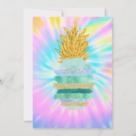グリーングリッターパイナップル絞り染めベビーシャワー 招待状 (裏面)